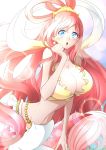  1girl breasts breasts_outside cleavage highres large_breasts long_hair one_piece pink_hair shirahoshi smile underboob 