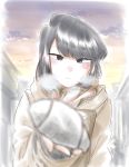  black_eyes black_hair blurry gift highres komi-san_wa_komyushou_desu komi_shouko long_hair looking_at_viewer mitsugu smile source_request 