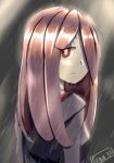  absurdres artist_name from_behind hair_over_one_eye highres light_frown little_witch_academia long_hair looking_at_viewer purple_hair rain robe solo sucy_manbavaran tegar32 upper_body 
