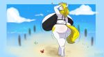  anthro beach big_breasts big_butt bikini breasts butt clothed clothing equine female horn huge_breasts huge_butt hyper hyper_breasts looking_back mammal mangoicy outside overweight overweight_female seaside smile solo standing swimsuit unicorn 