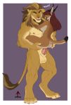  2018 5_fingers anthro balls black_nose brown_fur caracal digital_media_(artwork) duo eyes_closed feline female fur hi_res inkrend lion male male/female mammal nude open_mouth penetration penis sex simple_background size_difference standing tan_fur teeth tight_fit tongue yellow_fur 
