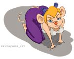  anthro big_breasts blonde_hair blue_eyes breasts chip_&#039;n_dale_rescue_rangers clothed clothing digital_media_(artwork) disney female gadget_hackwrench hair hi_res mammal mouse nintendo pink_nose rodent video_games vylfgor 