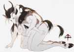  2018 4_breasts 5_fingers ambiguous_penetration antelope anthro black_hair breasts digital_media_(artwork) duo female gazelle hair inkrend kneeling male mammal multi_breast multi_nipple nipples nude penetration simple_background white_background 