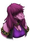  2018 armband breasts bust_portrait cleavage clothed clothing deltarune female hair hair_over_eyes jewelry necklace pink_hair pink_scales portrait reptile scales scalie solo spikes susie_(deltarune) the_gentle_giant video_games 