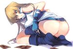  artist_request ass blonde_hair blush breasts brown_eyes brown_hair commentary_request fingerless_gloves gloves highres large_breasts long_hair open_mouth pussy school_uniform skirt solo tenjouin_asuka yuu-gi-ou yuu-gi-ou_gx 