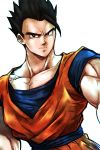  arms_at_sides black_eyes black_hair chest dougi dragon_ball dragon_ball_z light_smile lock looking_at_viewer male_focus muscle short_hair simple_background smile son_gohan spiked_hair st62svnexilf2p9 standing upper_body white_background 