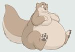  anthro belly belly_overhang big_belly big_breasts big_butt blush breasts brown_fur butt catarsi chest_tuft claws embarrassed featureless_breasts female fur hand_on_chest huge_breasts huge_butt hyper hyper_belly looking_at_self looking_down love_handles mammal morbidly_obese multicolored_fur mustelid nude obese obese_female otter overweight overweight_female pawpads simple_background sitting solo tan_fur thick_tail toe_claws tuft two_tone_fur wide_hips 