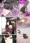  2girls artoria_pendragon_(all) ass belt black_hair blonde_hair chain coat comic commentary_request fate/grand_order fate_(series) fur_trim ginhaha glowing jacket long_hair multiple_girls pointy_ears ponytail saber_alter semiramis_(fate) shoes shorts silent_comic silver_hair socks spiked_hair trembling unconscious very_long_hair yellow_eyes 