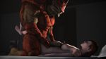  3d_(artwork) alien bed big_penis breasts commander_shepard digital_media_(artwork) eradossfm female foreplay huge_penis human krogan leg_wrap lying male male/female mammal mass_effect missionary_position muscular muscular_male on_back penis sex thick_penis urdnot_wrex video_games 