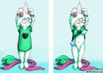 2018 041744 abstract_background assisted_exposure bdsm blush bondage bottomless bound caprine clothed clothing clothing_lift comic deltarune disembodied_hand goat handcuffs mammal penis raised_arm ralsei shackles solo_focus 