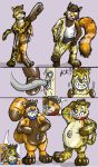  2018 4_fingers anthro black_nose black_pawpads bodysuit brown_fur clothing comic digital_drawing_(artwork) digital_media_(artwork) duo feline fur hi_res hindpaw hypnosis inflatable jaguar living_inflatable male mammal mind_control multicolored_fur nozzle pawpads paws pool_toy red_panda redwan rubber shiny simple_background skinsuit smile snickers_(snickersthecat) snickersthecat spiral spiral_eyes story story_in_description teeth tight_clothing yellow_fur 