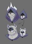  &spades; 2018 :3 age_difference anthro biped black_nose black_sclera blep blue_eyes buckteeth canine child cool_colors covered_eyes crown cub deltarune digital_media_(artwork) directional_arrow dog duo english_text eye_markings eyebrows facial_markings father father_and_son fur grey_background grey_fur grey_markings headshot_portrait hood king king_spade lancer_(deltarune) larger_male leestei lighting looking_aside looking_away male mammal markings mask_(marking) multicolored_fur off/on older_male parent portrait purple_tongue royalty shadow simple_background size_difference smaller_male smile smirk smug son suit_symbol teeth text tongue tongue_out two_tone_fur video_games white_fur young younger_male 