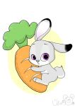  2016 anthro barefoot carrot clothed clothing disney food fur judy_hopps lagomorph mammal rabbit simple_background vegetable zootopia ロッティ 
