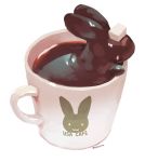  bunny coffee commentary_request cup from_side highres in_container in_cup manino_(mofuritaionaka) no_humans original signature simple_background slime white_background 