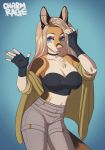  anthro big_breasts breasts canine charmrage clothed clothing collar ear_piercing female gradie hair looking_at_viewer makeup mammal mascara piercing simple_background solo standing 