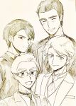  business_suit formal highres howard kaoru_(mujin_wakusei_survive) monochrome mujin_wakusei_survive older rakikoko shingo_(mujin_wakusei_survive) sketch smile suit 