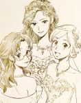  glasses gown highres jewelry luna_(mujin_wakusei_survive) menori monochrome mujin_wakusei_survive necklace older rakikoko sharla sketch smile wreath 