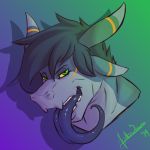  agito-savra agito_savra_(character) colored_sclera dragon green_eyes long_tongue simple_background smile teeth tongue 