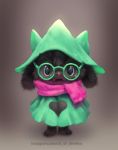  &lt;3 2018 anthro black_fur caprine clothed clothing deltarune eyewear fur glasses goat gradient_background hat looking_at_viewer mammal ralsei robe scarf silverfox5213 simple_background solo standing video_games 