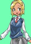  angol_mois blonde_hair breasts commentary_request dark_skin gyaru hair_ornament highres kanipoposu keroro_gunsou school_uniform short_hair skirt solo 