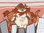 belly fluffy fur horn invalid_tag kaiju macro male odendo orange_fur solo thick_thighs tropos_(character) 