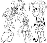  5girls ass blush multiple_girls nipples short_hair sketch space_jim_(mimic) tagme vampire 