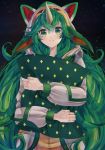  1girl alternate_costume alternate_hair_color alternate_hairstyle fluffy_ears green_eyes green_hair league_of_legends magical_girl pajamas pointy_ears soraka star_guardian_soraka 