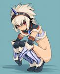  bottomless elbow_gloves gloves hairband horn kirin_(armor) monster_hunter red_eyes silver_hair solo tarayama 