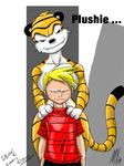  calvin calvin_and_hobbes clothing comic crossgender dialog english_text feline female hair hobbes human interspecies looking_at_viewer male mammal monkeyxflash plain_background rule_63 text tiger 