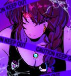  2018 amiriari78_(artist) anthro braided_hair breasts cleavage clothed clothing deltarune digital_media_(artwork) female hair hair_over_eye jewelry necklace purple_background reptile scalie simple_background smile solo susie_(deltarune) video_games 