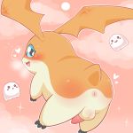  anus balls blush butt digimon driosawm looking_back male patamon penis solo_focus 