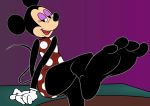  2018 a-fitzga absurd_res anthro barefoot bedroom_eyes black_nose clothed clothing digital_media_(artwork) disney dress feet female foot_focus gloves half-closed_eyes hi_res looking_at_viewer mammal minnie_mouse mouse open_mouth rodent seductive simple_background smile solo tongue 