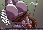  2018 anthro big_butt butt comic dialogue dickgirl dickgirl/female dragon duo english_text female hair intersex intersex/female naughtymorg nude patreon pink_hair sex text 