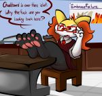  1-upclock 3_toes anthro biped bottomless braixen butt classroom clothed clothing eyewear feet female foot_focus fur glasses nintendo paws pok&eacute;mon pok&eacute;mon_(species) presenting school simple_background solo student toes video_games 