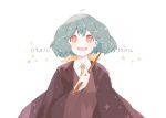  :d ahoge alternate_costume green_hair harry_potter hogwarts_school_uniform lrul macross macross_frontier necktie open_mouth ranka_lee red_eyes robe school_uniform short_hair smile solo symbol-shaped_pupils wand 