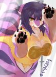  &lt;3 2018 4_fingers absurd_res anthro bedroom_eyes big_breasts breast_squish breasts claws cleavage clothed clothing digital_media_(artwork) dipstick_tail female front_view fur hair half-closed_eyes hi_res kemono looking_at_viewer multicolored_fur multicolored_tail navel nuko0923 open_mouth pawpads purple_fur purple_hair seductive shower slightly_chubby solo striped_fur stripes swimsuit thick_tail tsukiyo tuft unknown_species wet white_fur yellow_eyes 