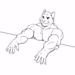  animated antho anthro bongo_cat cat feline happy looking_up male mammal muscular nipples pawpads slapping smile solo unknown_artist whiskers 