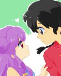  1boy 1girl black_hair chinese_clothes double_bun long_hair ranma_1/2 saotome_ranma shampoo_(ranma_1/2) 