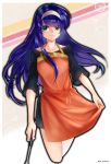  apron blue_hair cyaca_ab fire_emblem fire_emblem:_akatsuki_no_megami fire_emblem:_souen_no_kiseki green_eyes headband long_hair looking_at_viewer smile solo wayu_(fire_emblem) 