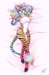  anthro breasts dakimakura_design equine feline female horn hybrid looking_at_viewer lying mammal nastynatalie navel navel_piercing nipples on_back open_mouth piercing pussy smile solo tiger unicorn wide_hips 
