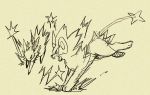  beige_background creatures_(company) electricity eye_contact fangs fight game_freak gen_1_pokemon gen_4_pokemon greyscale jolteon jumping looking_at_another luxray monochrome nintendo no_humans open_mouth pokemon pokemon_(creature) shiwo_(siwosi) simple_background sketch traditional_media 