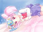  bed blush bow chibiusa pink_eyes pink_hair piyodera_mucha sailor_moon seifuku sketch skirt twintails 