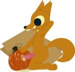  animal_genitalia animal_penis anthro armpit_hair brown_fur canine canine_penis erection food fox fruit fur gregg_(nitw) male mammal night_in_the_woods nooplip open_mouth penis pumpkin simple_background smile solo 
