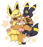  &lt;3 &lt;3_eyes 3_toes 4_fingers anal anal_penetration animal_genitalia animal_penis balls bandage bite canine canine_penis cum cum_in_ass cum_inside cumshot double_anal double_penetration ear_biting eevee eeveelution ejaculation feral feral_on_feral group group_sex jolteon knot male male/male mammal nintendo oob orgasm pawpads penetration penis pok&eacute;mon pok&eacute;mon_(species) sex star_pupils threesome toes umbreon video_games 