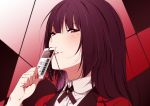  bangs black_hair blunt_bangs commentary_request grin hime_cut jabami_yumeko kakegurui lips long_hair looking_at_viewer nail_polish ntend red_eyes red_nails school_uniform shirt smile solo teeth very_long_hair 