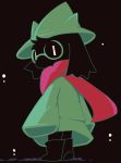  2018 black_fur caprine clothed clothing crepix deltarune eyewear floppy_ears fur glasses goat hat mammal ralsei robe scarf simple_background solo witch_hat 