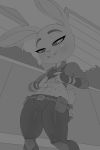  abs anthro black_and_white camel_toe clothed clothing disney female judy_hopps lagomorph mammal monochrome muscular muscular_female rabbit solo theboogie zootopia 