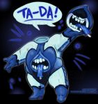  &spades; 2018 2_mouths 5_fingers animate_inanimate biped black_background black_nose blue_theme blue_tongue boots clothed clothing cool_colors covered_eyes deltarune detachable detachable_head dialogue digital_drawing_(artwork) digital_media_(artwork) drooling dullahan emanata english_text fangs footwear full-length_portrait gloves hi_res holding_head holding_object hood humanoid humanoid_hands lancer_(deltarune) living_plush male multi_mouth not_furry open_mouth open_smile overweight overweight_male plantigrade plushie portrait pose presenting saliva simple_background smile solo spades spandex speech_bubble square_tongue standing stitches stomach_mouth suit_symbol teeth text tight_clothing url variou-very video_games watermark white_skin 