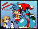 2009 becky_the_hedgehog butt christmas cute_fangs fan_character female green_eyes holidays male purity snowman sonic_(series) 