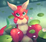  &lt;3 &lt;3_eyes anthro atzi b-epon bath bathing breasts female flower green_eyes invalid_tag kobold lily_pad lizard lotus_flower nipples nude petals plant pussy reptile scalie solo water wet 